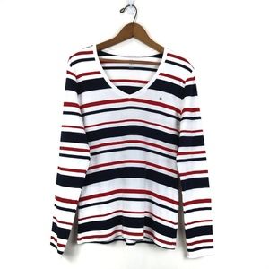 Tommy Hilfiger Top Striped V-Neck Long Sleeves, XL